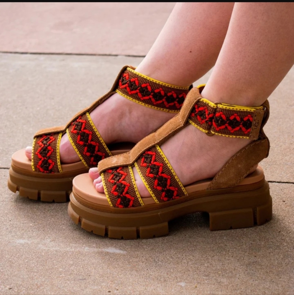 UGG Ashton heritage gladiator sandals ankle straps platforms size 9.5